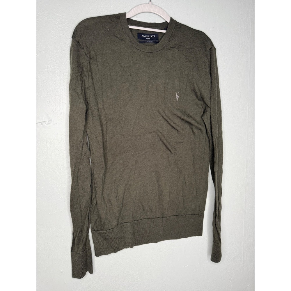 All Saints‎ merino wool army green crewneck sweater